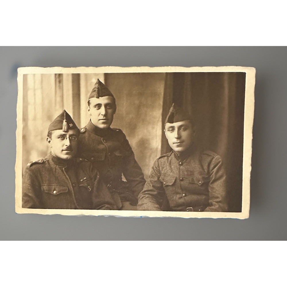 WW1 Royal Italian Army Bustina Hats 3 Soldiers Photo Card Black & White